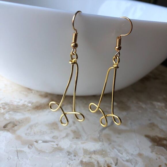 14k Gold Plated Filigree Swirl Dangle Earrings - Picture 5 of 8